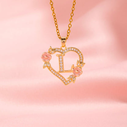 Floral Charm Initial Necklace