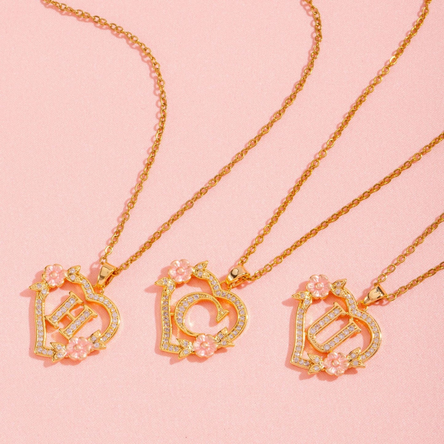 Floral Charm Initial Necklace