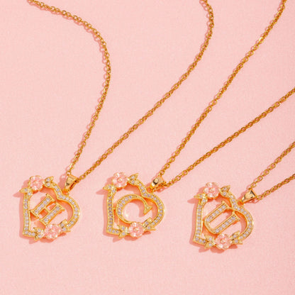 Floral Charm Initial Necklace