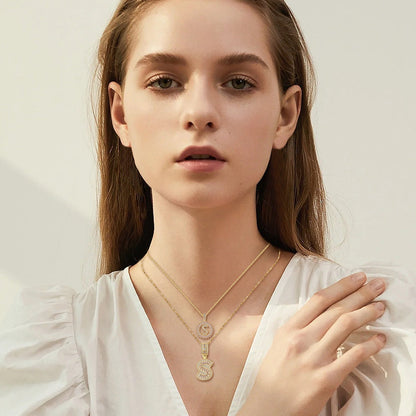 Moissanite Letter Initial Necklace (Gold)