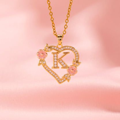 Floral Charm Initial Necklace