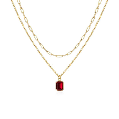 Paperclip Layered Ruby Necklace