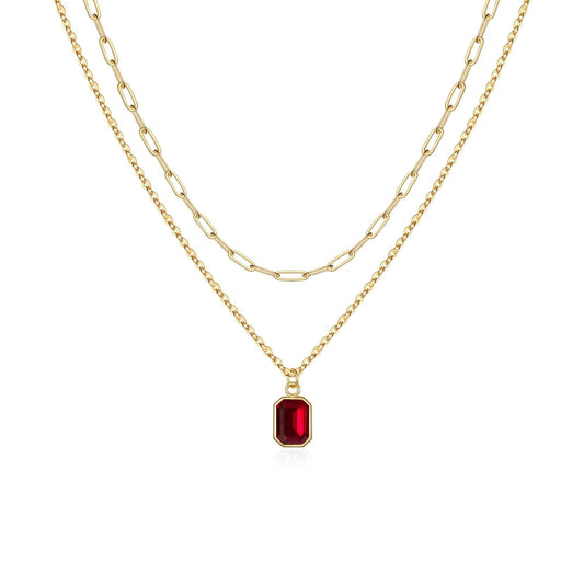 Paperclip Layered Ruby Necklace