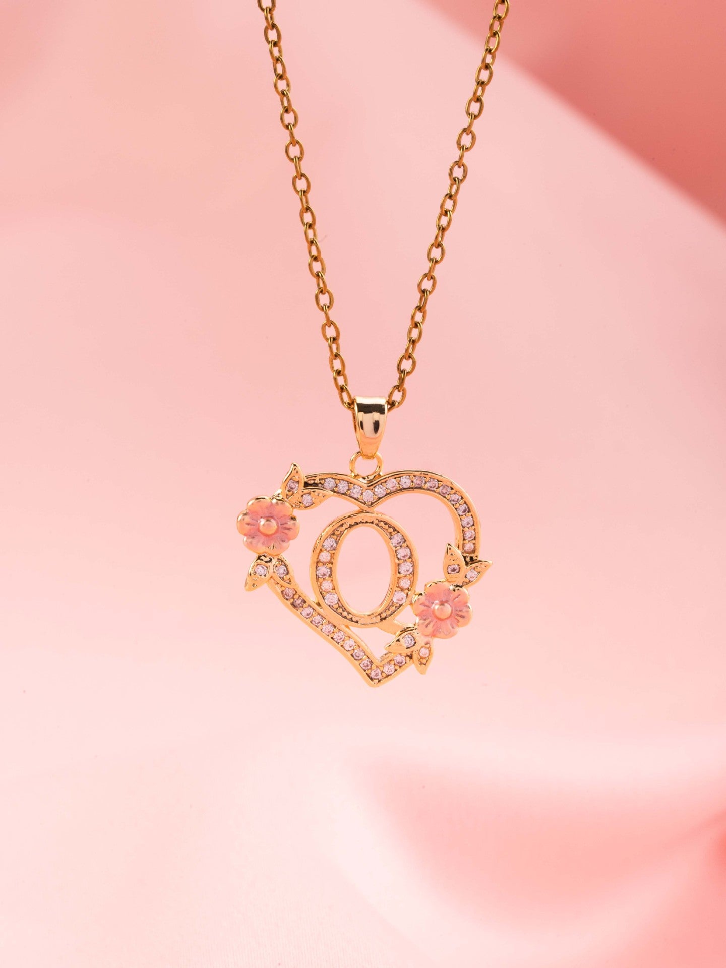 Floral Charm Initial Necklace