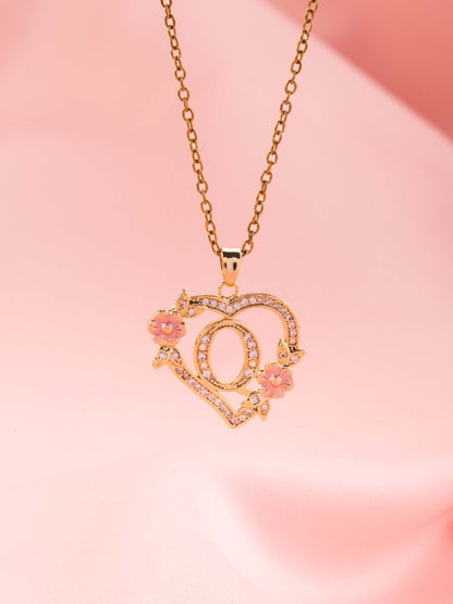 Floral Charm Initial Necklace