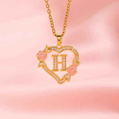 Floral Charm Initial Necklace