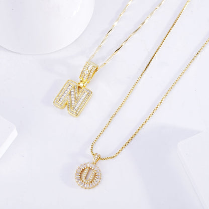 Moissanite Letter Initial Necklace (White Gold)