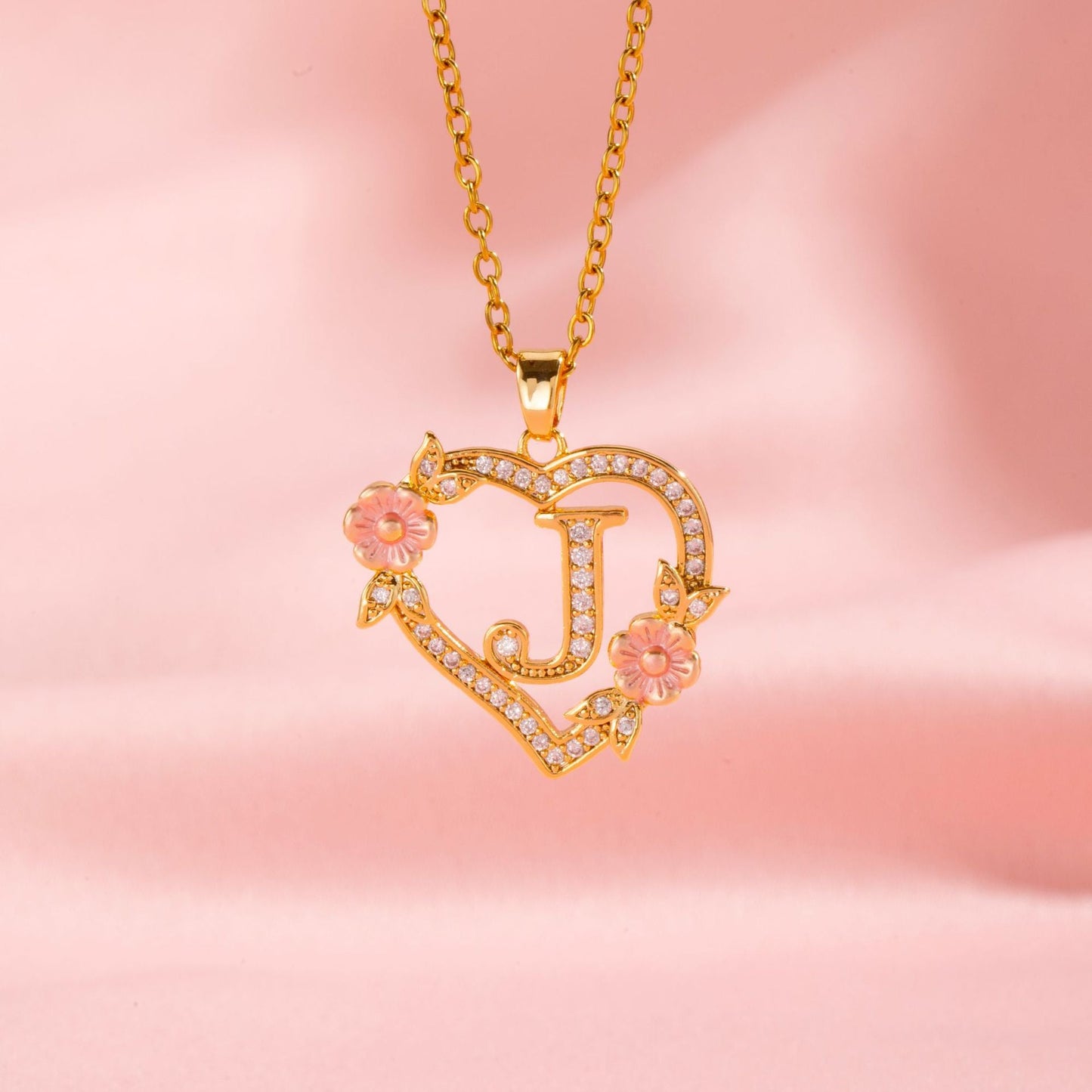 Floral Charm Initial Necklace