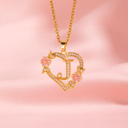 Floral Charm Initial Necklace
