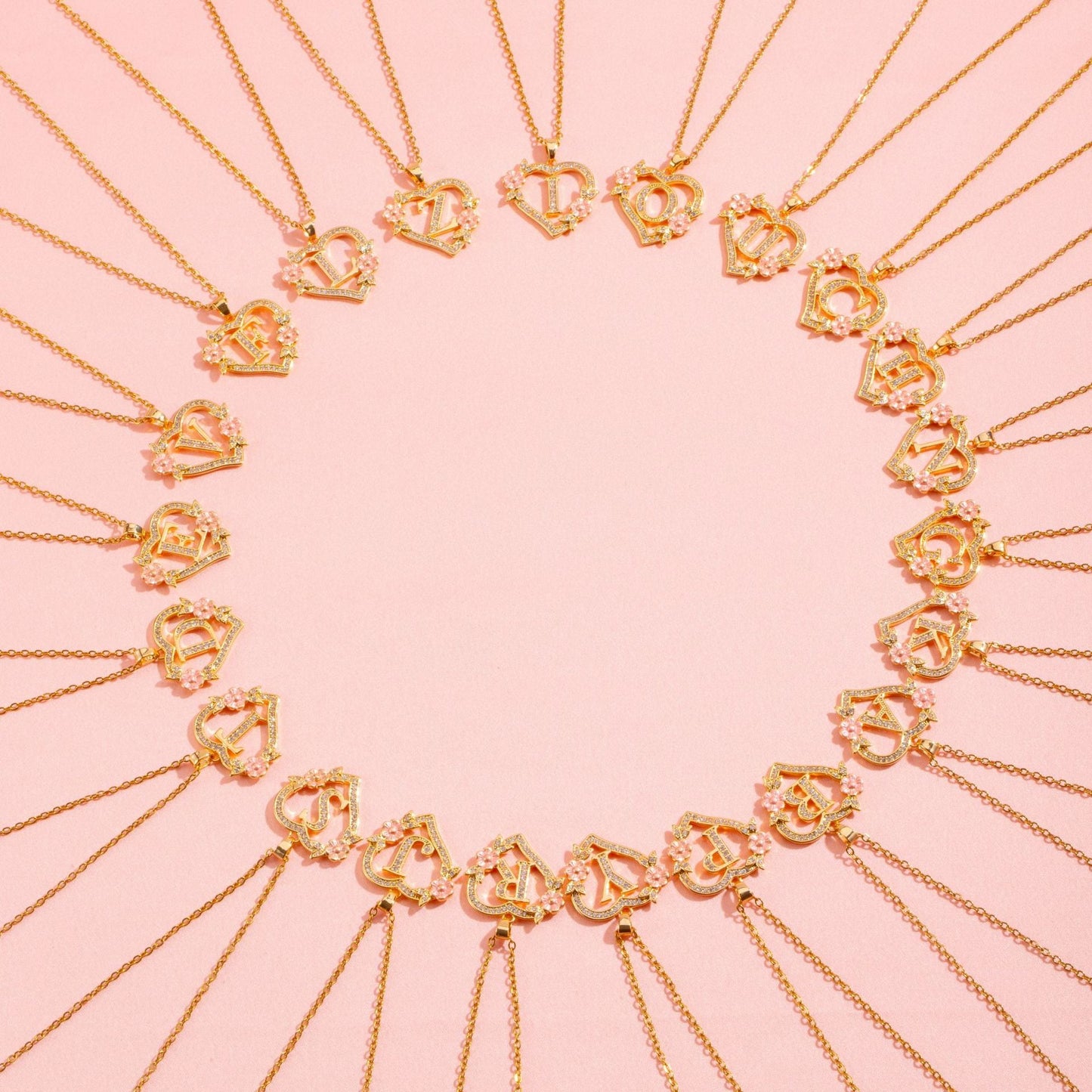 Floral Charm Initial Necklace