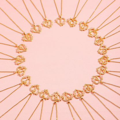 Floral Charm Initial Necklace