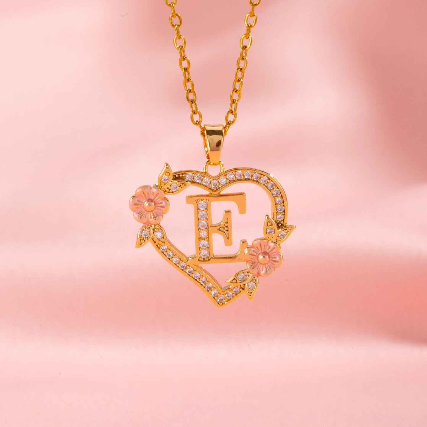 Floral Charm Initial Necklace