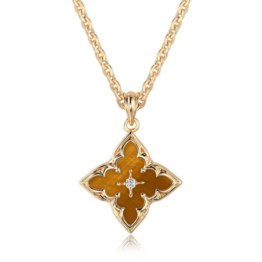 Clover Pendant Necklace (Brown)
