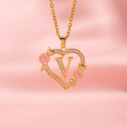 Floral Charm Initial Necklace