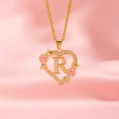 Floral Charm Initial Necklace