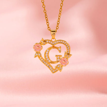 Floral Charm Initial Necklace