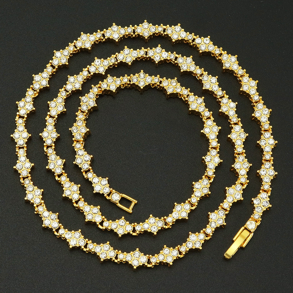 Classic Cluster Tennis Necklace (White Gold)