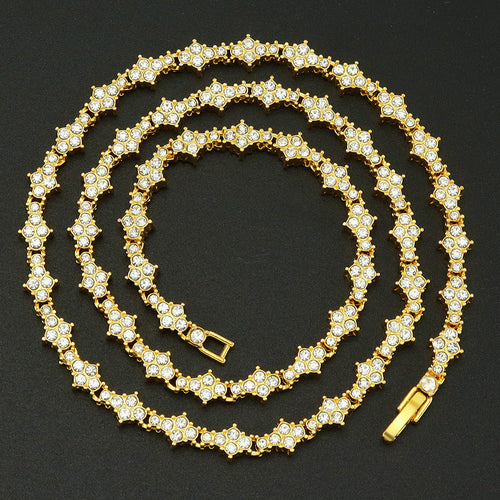 Classic Cluster Tennis Necklace (Gold)