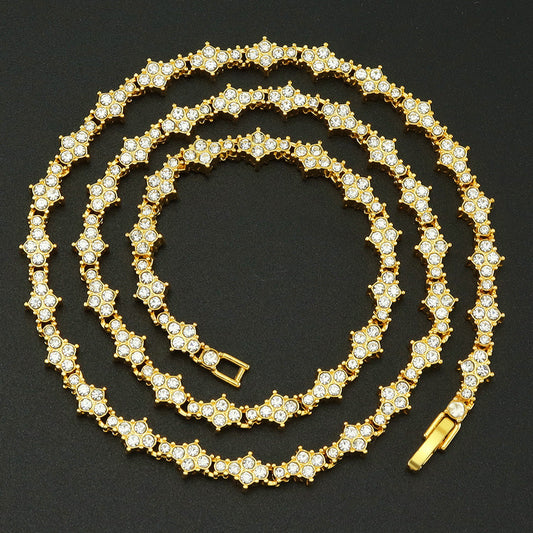 Classic Cluster Tennis Necklace (Gold)