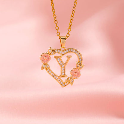 Floral Charm Initial Necklace