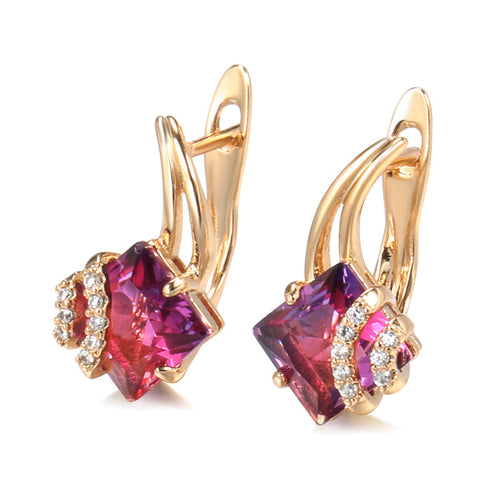 Crimson Square Crystal Earrings