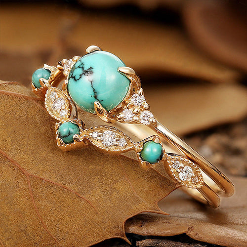 Aureva Turquoise Crown Ring Set