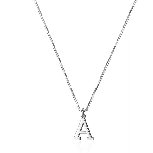 Love Letter Initial Necklace (White Gold)