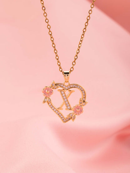Floral Charm Initial Necklace