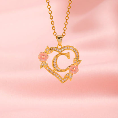 Floral Charm Initial Necklace