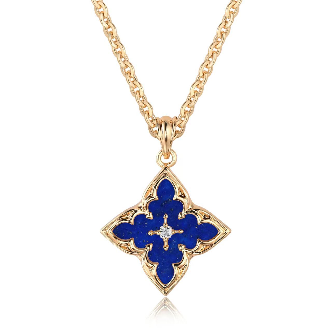 Clover Pendant Necklace (Blue)