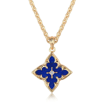 Clover Pendant Necklace (Blue)