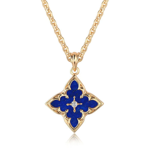 Clover Pendant Necklace (Blue)