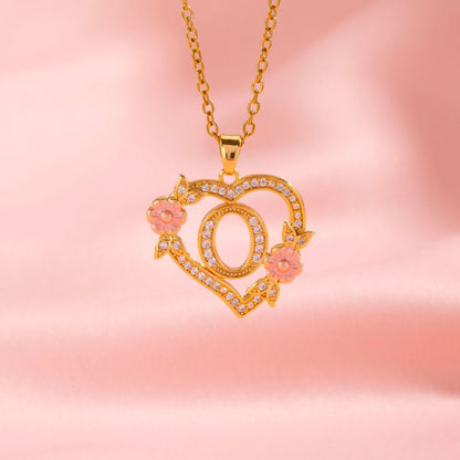Floral Charm Initial Necklace