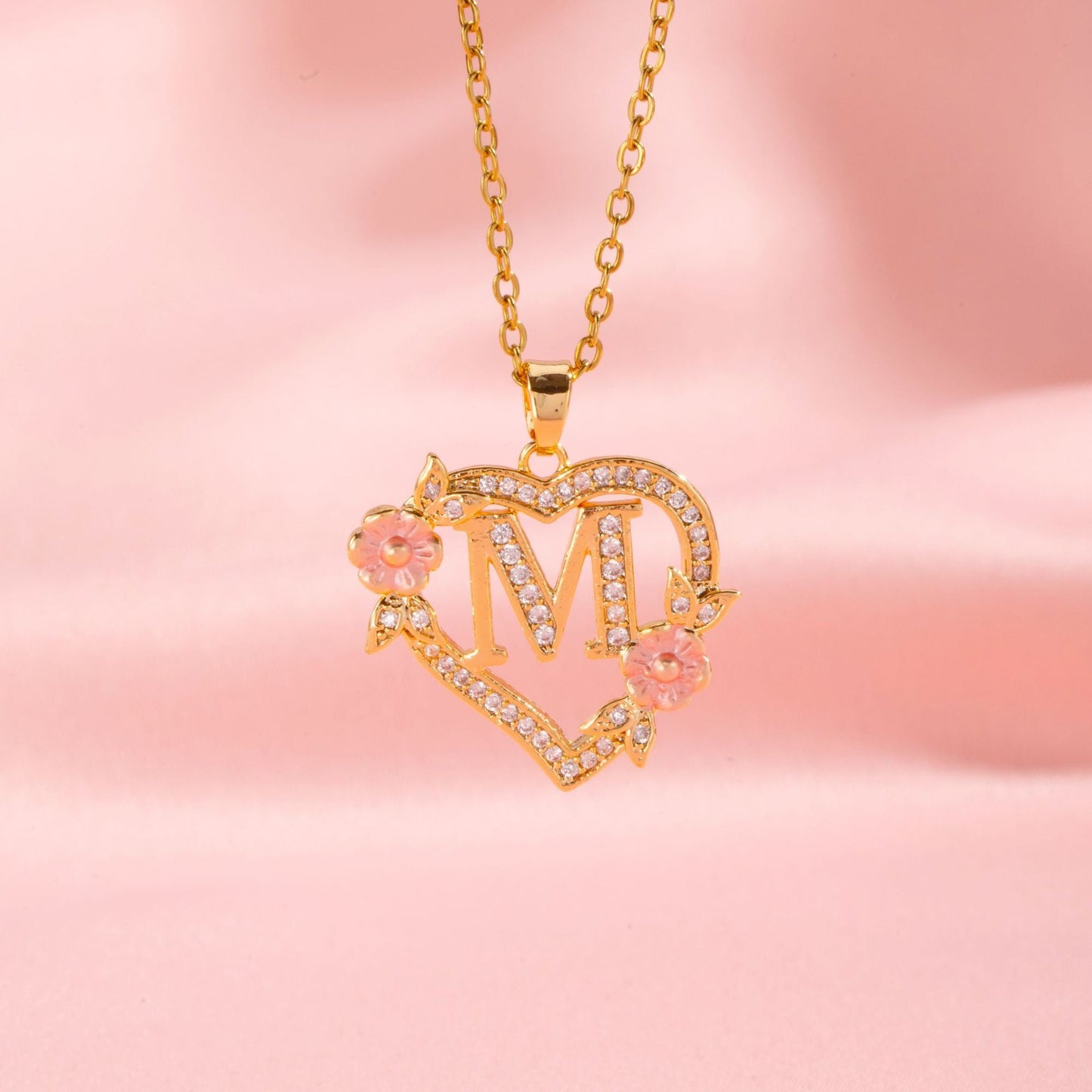 Floral Charm Initial Necklace