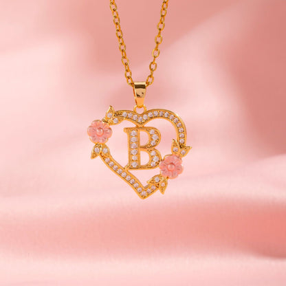 Floral Charm Initial Necklace