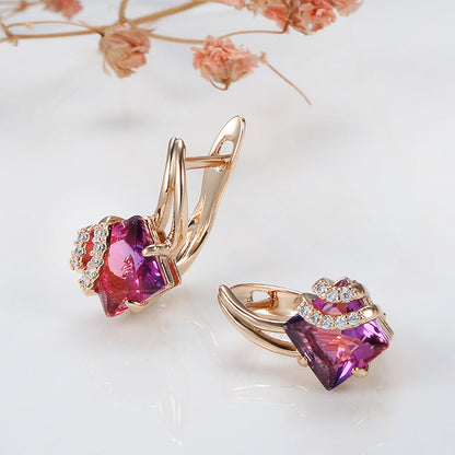 Crimson Square Crystal Earrings