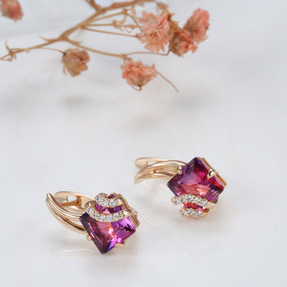 Crimson Square Crystal Earrings