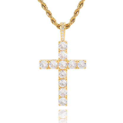 Moissanite Cross Necklace (White Gold)