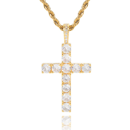 Moissanite Cross Necklace (Gold)