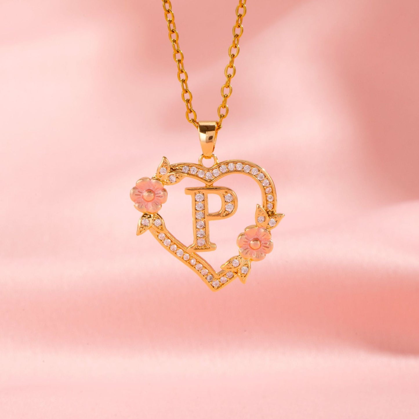 Floral Charm Initial Necklace