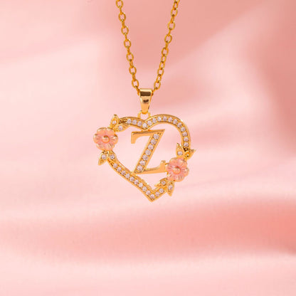 Floral Charm Initial Necklace