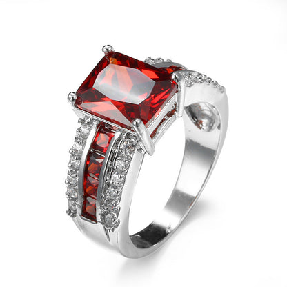 Silver Ruby Split Shank Ring