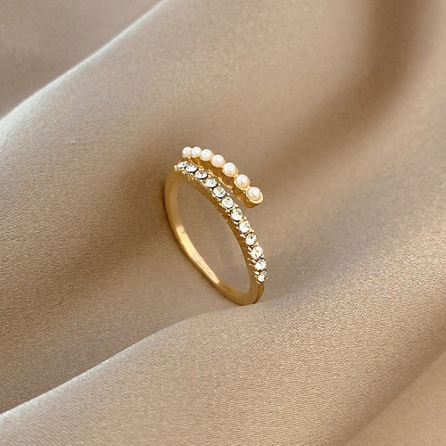 Virelle Pearl Crystal Open Ring