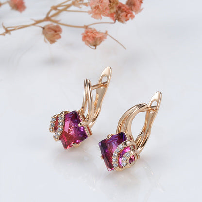 Crimson Square Crystal Earrings