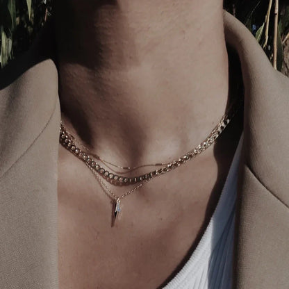 Flat Link Curb Chain Necklace (Gold)