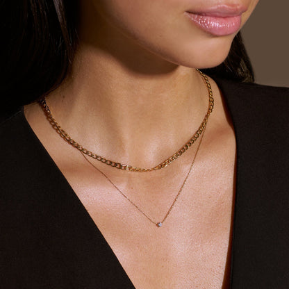 Flat Link Curb Chain Necklace (Gold)
