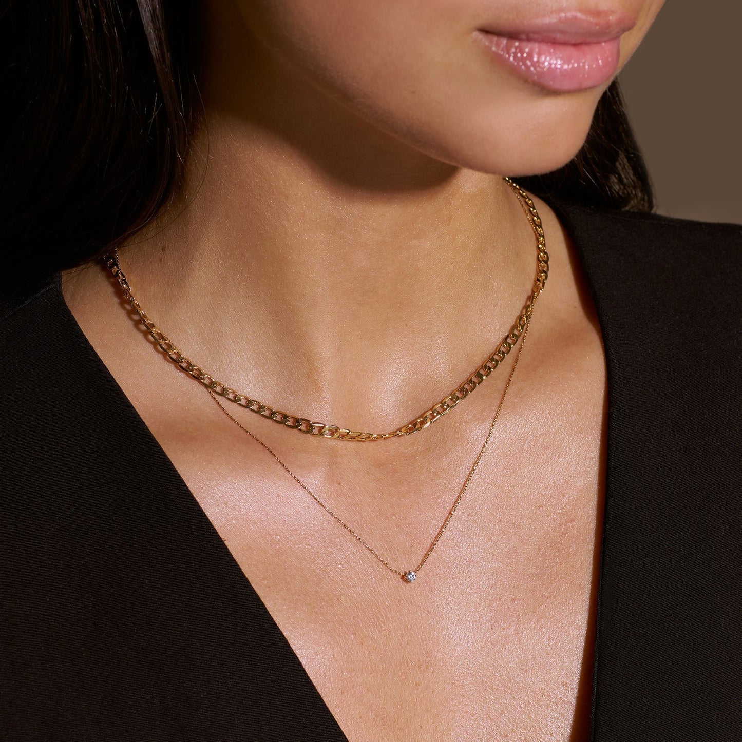 Flat Link Curb Chain Necklace (White Gold)