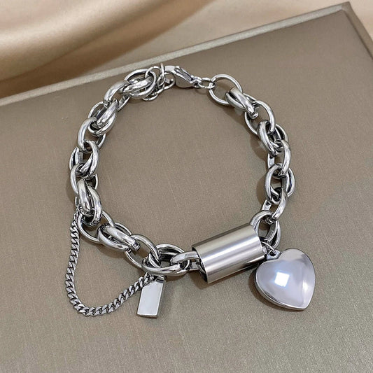 Heartened Chunky Bracelet (White Gold)