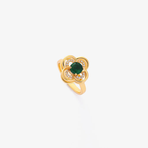 Clover Halo Emerald Spinning Ring