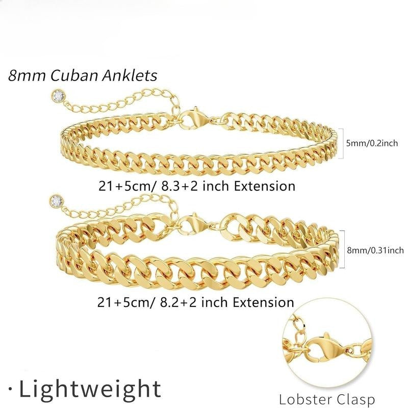 Layered Cuban Link Anklet